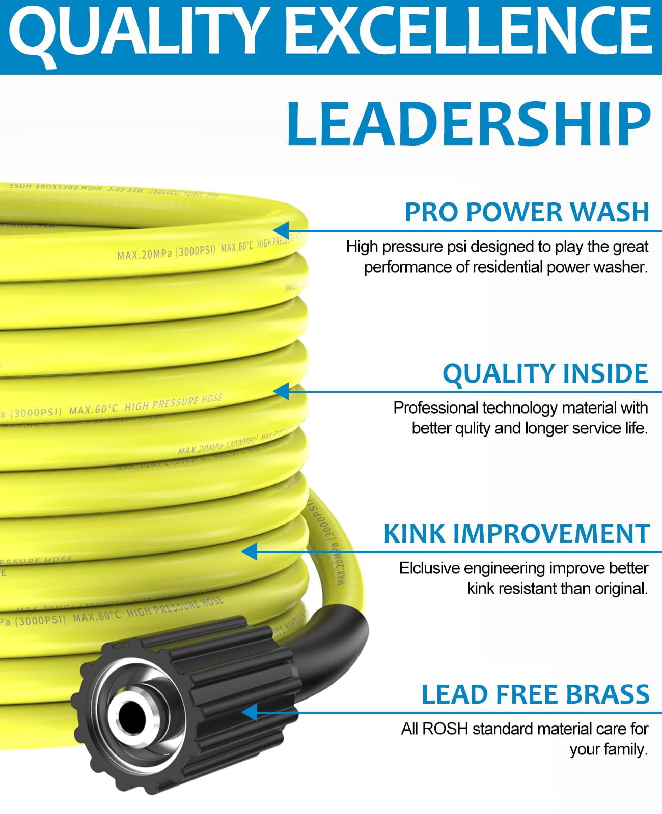 RY31HPH01 Flexible Electric Pressure Washer Hose - 35 FT x 1/4