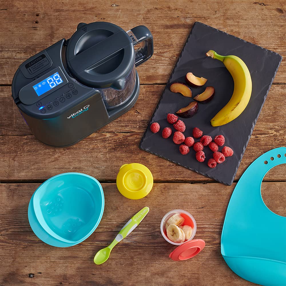 Vital Baby NOURISH Prep & Wean™ - 3-in-1 Baby Food Maker with Steamer, Blender & Sterilizer - 2-Tier Cooking System for Fruits, Vegetables, Meat & Fish - 5 Blending Modes - Perfect for Homemade Baby Food Prep & Weaning Transition - Ideal for Busy Parents & Healthy Infant Nutrition