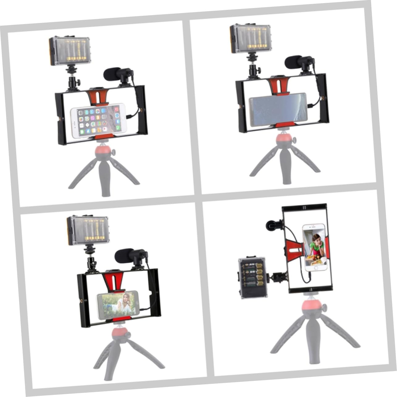 Gatuida 1 Set Professional Live Stream Kit - Adjustable Phone Tripod, Microphone Stand & Desk Light Stand - Perfect for YouTube, TikTok, Makeup Tutorials & Vlogging (Includes Camera Mount & Mobile Phone Holder)