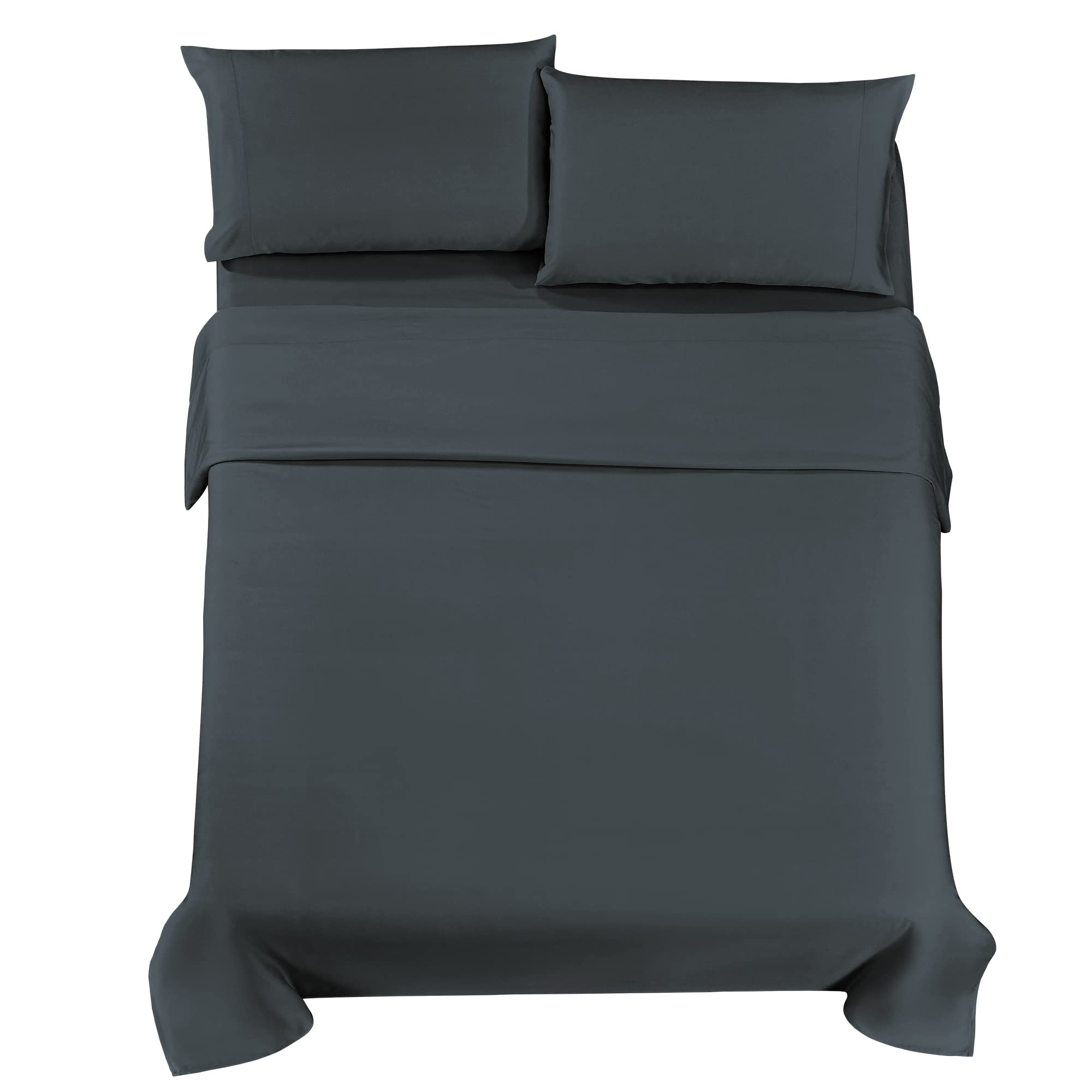 Mooreeke Premium Cooling Bamboo Sheets Twin Size - Luxury Soft Breathable Bed Sheet Set with Deep Pocket, Temperature Regulating for Hot Sleepers - Perfect for Summer Nights & Hot Climates (Dark Gray)