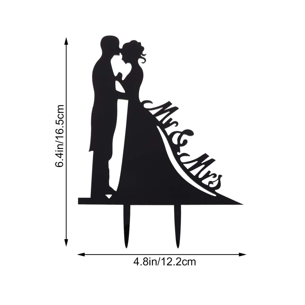 Acrylic Wedding Cake Topper - Elegant Bride & Groom Mr & Mrs Cake Decor for Wedding, Anniversary & Special Occasions (Black)