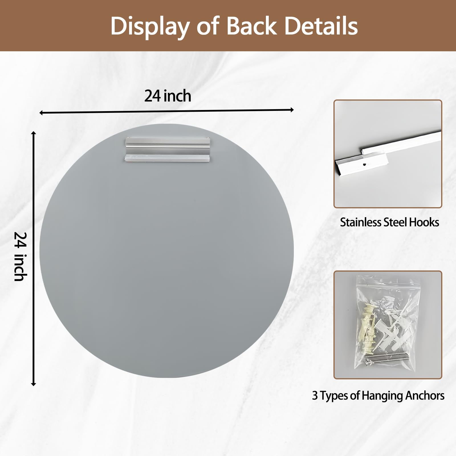 24 Inch Round Frameless Bathroom Mirror with Beveled Edge - Modern Circle Vanity Mirror for Bathroom, Bedroom, Living Room & Entryway Decor - Perfect for Makeup, Shaving & Home Interior Design
