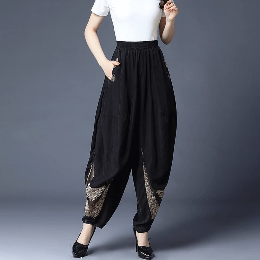 Radish Pants Women's High Waist Wide Leg Casual Harem Pants - Soft & Comfortable Slim Fit Bloomers for Everyday Wear (Color A, Size 24/3XL) | Perfect for Yoga, Lounge & Street Style Fashion