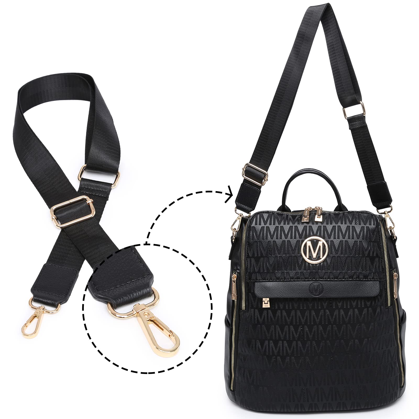 MKP Women's Fashion Backpack Purse - PU Leather Convertible Shoulder Bag & Handbag 2PCS Set for Travel, Work, School & Daily Use