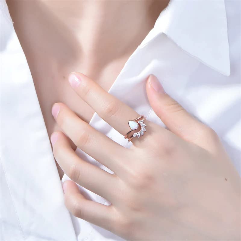 Elegant Curved Stackable Engagement Ring Set - Matching Wedding Band for Women, Art Deco Style Jewelry - Perfect for Anniversaries, Proposals & Special Occasions