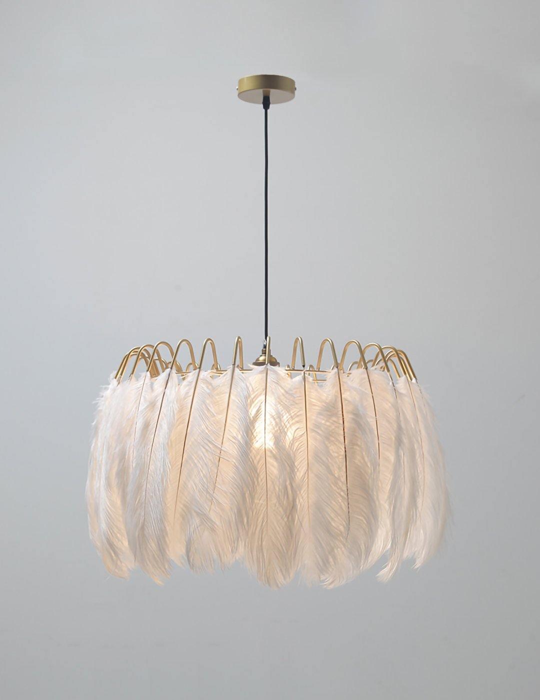 Feather Pendant Lamp - Handmade Bohemian Style Ceiling Light Fixture for Living Room, Bedroom, Dining Room & Kitchen Decor