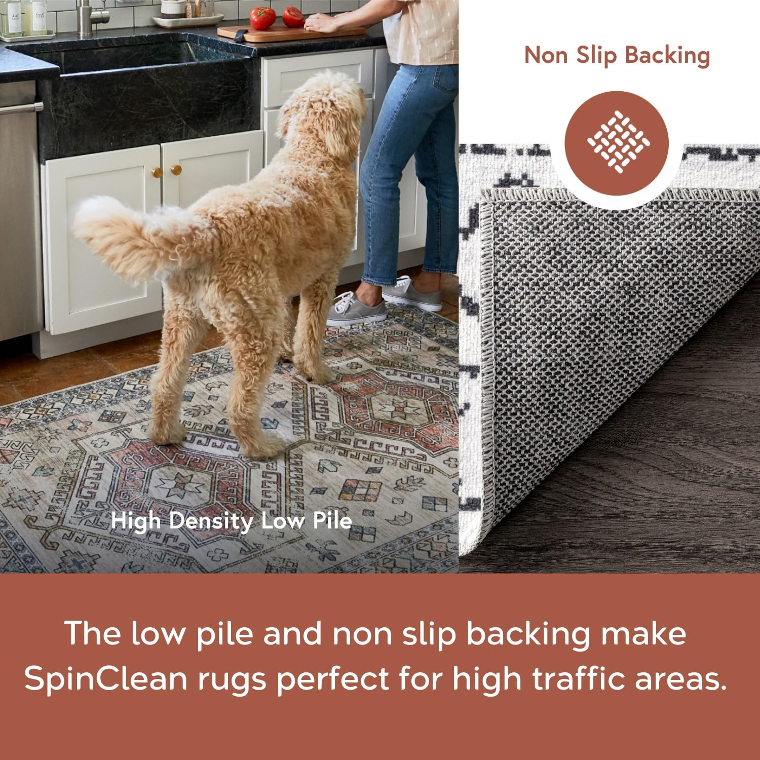 nuLOOM 8' Square SpinClean Machine Washable Stain-Resistant Non-Slip Area Rug - Perfect for Living Room, Bedroom & Dining Room - Noa White - Adds Comfort & Style to Home Decor