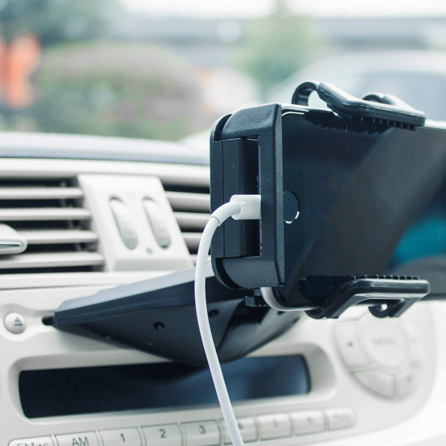 Universal CD Slot Phone Mount for Car - 360° Rotatable CD Player Phone Holder - Compatible with iPhone, Samsung, Sony & More - Olixar Car Accessories - Perfect for Hands-Free Navigation & Music Playback