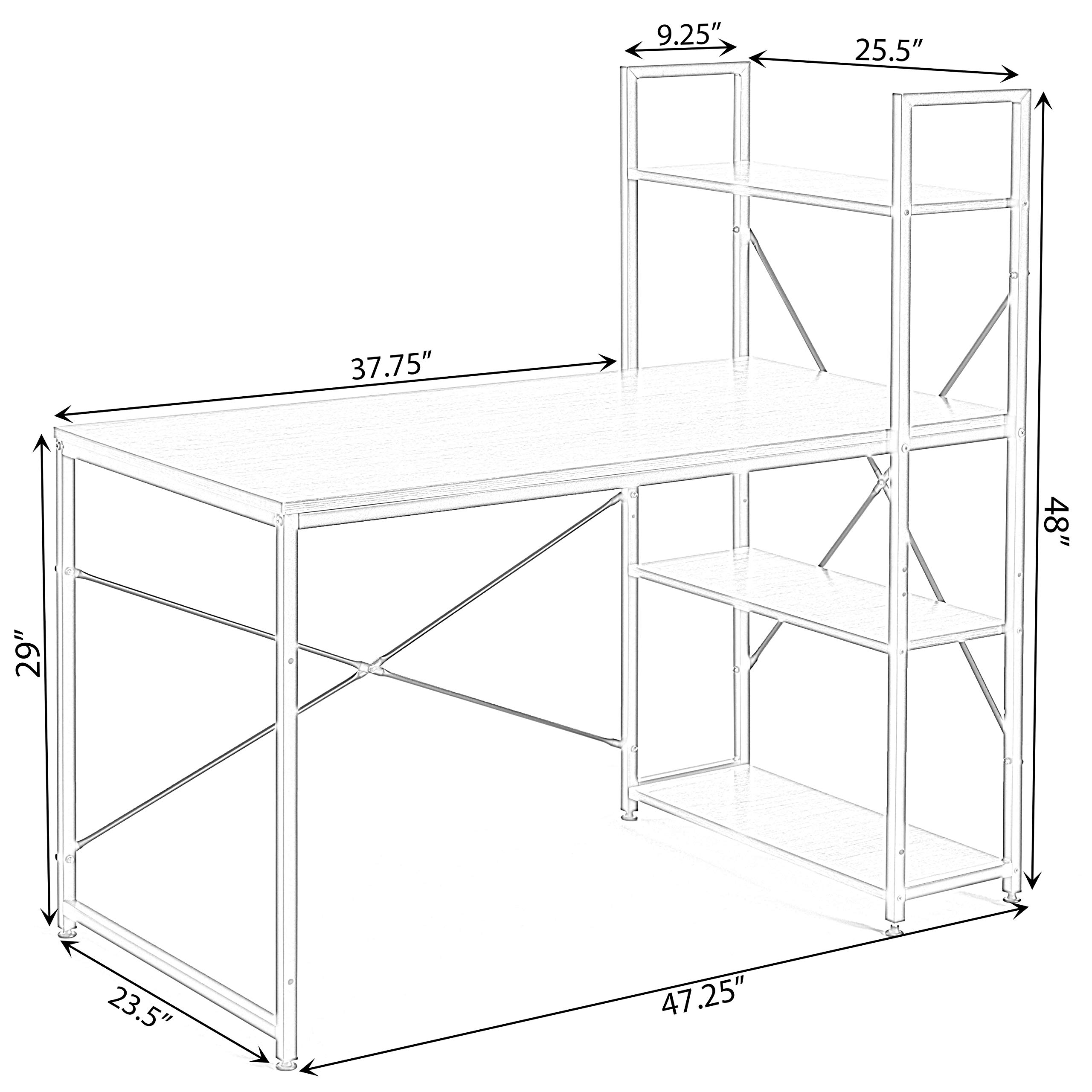 Industrial Home Office Computer Desk with Bookshelves - Solid Wood & Metal Frame, Cherry Finish - Perfect for Small Spaces, Work from Home & Study Rooms