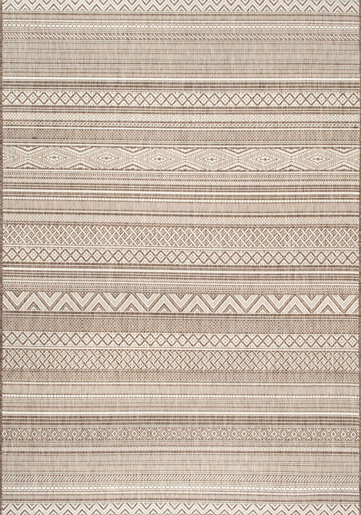 nuLOOM 6' x 9' Outdoor Performance Area Rug - OEKO-TEX Certified, Weather Resistant & High Traffic Rug for Patio, Balcony, Deck & Backyard - Erlinda Beige - Perfect for Outdoor Entertaining & Durable All-Weather Use