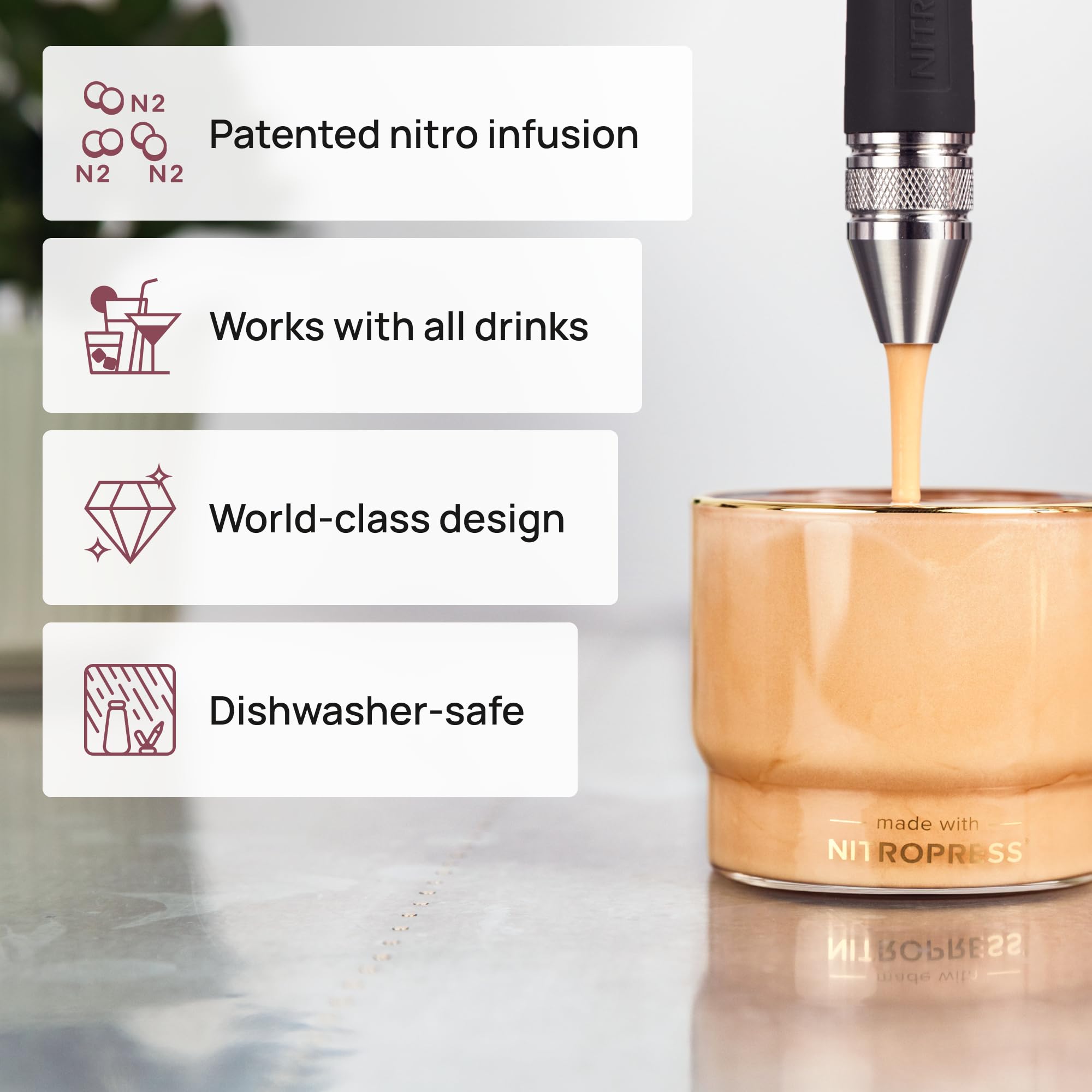 NitroPress Nitro Cold Brew Maker & Dispenser - Home Nitro Coffee System for Barista-Style Drinks | Perfect for Coffee Lovers, Office Use & Entertaining Guests