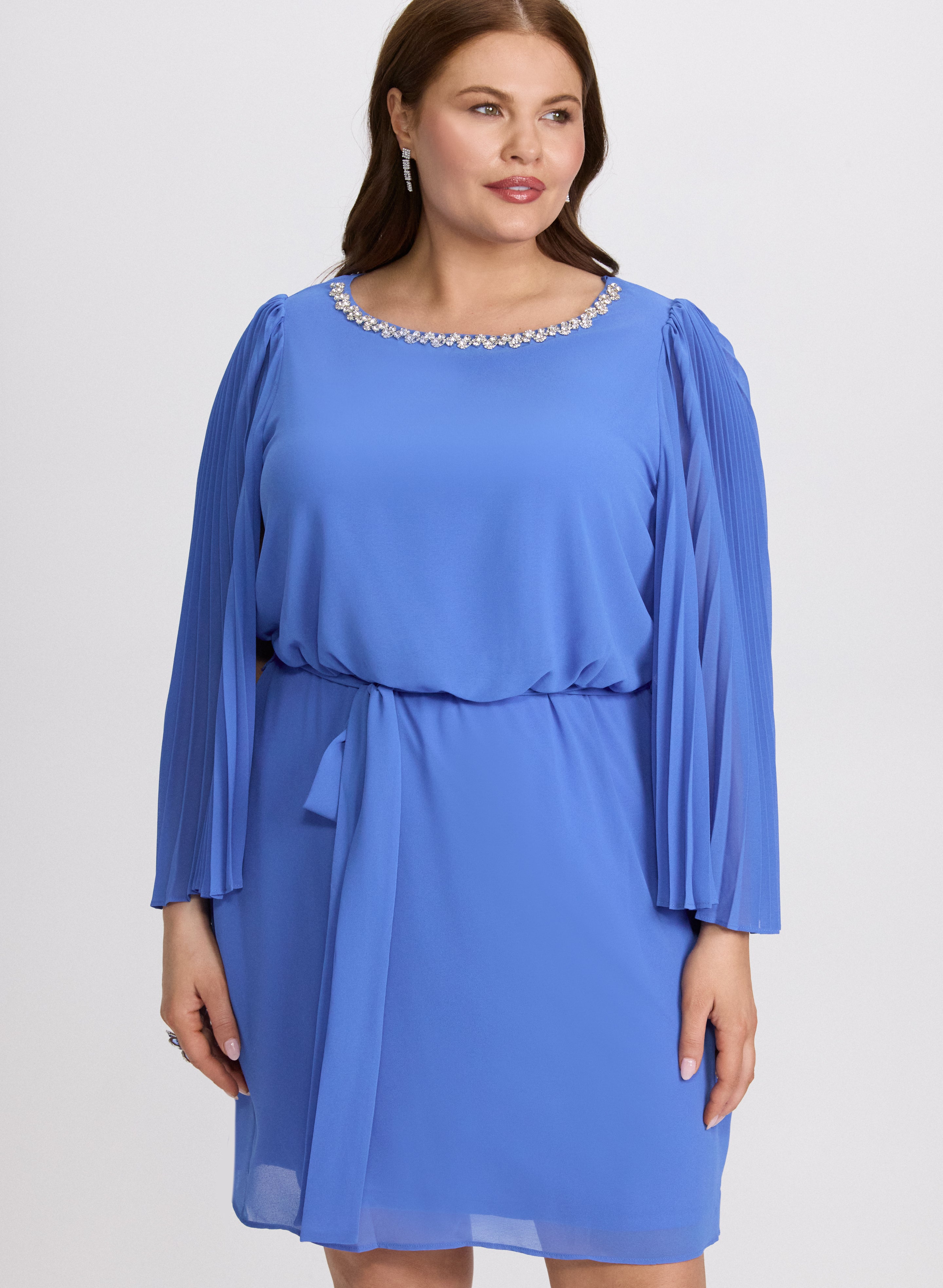 Embellished Cape Sleeve Dress for Women - Elegant Evening Gown with Flowy Cape Detail - Perfect for Weddings, Parties & Special Occasions