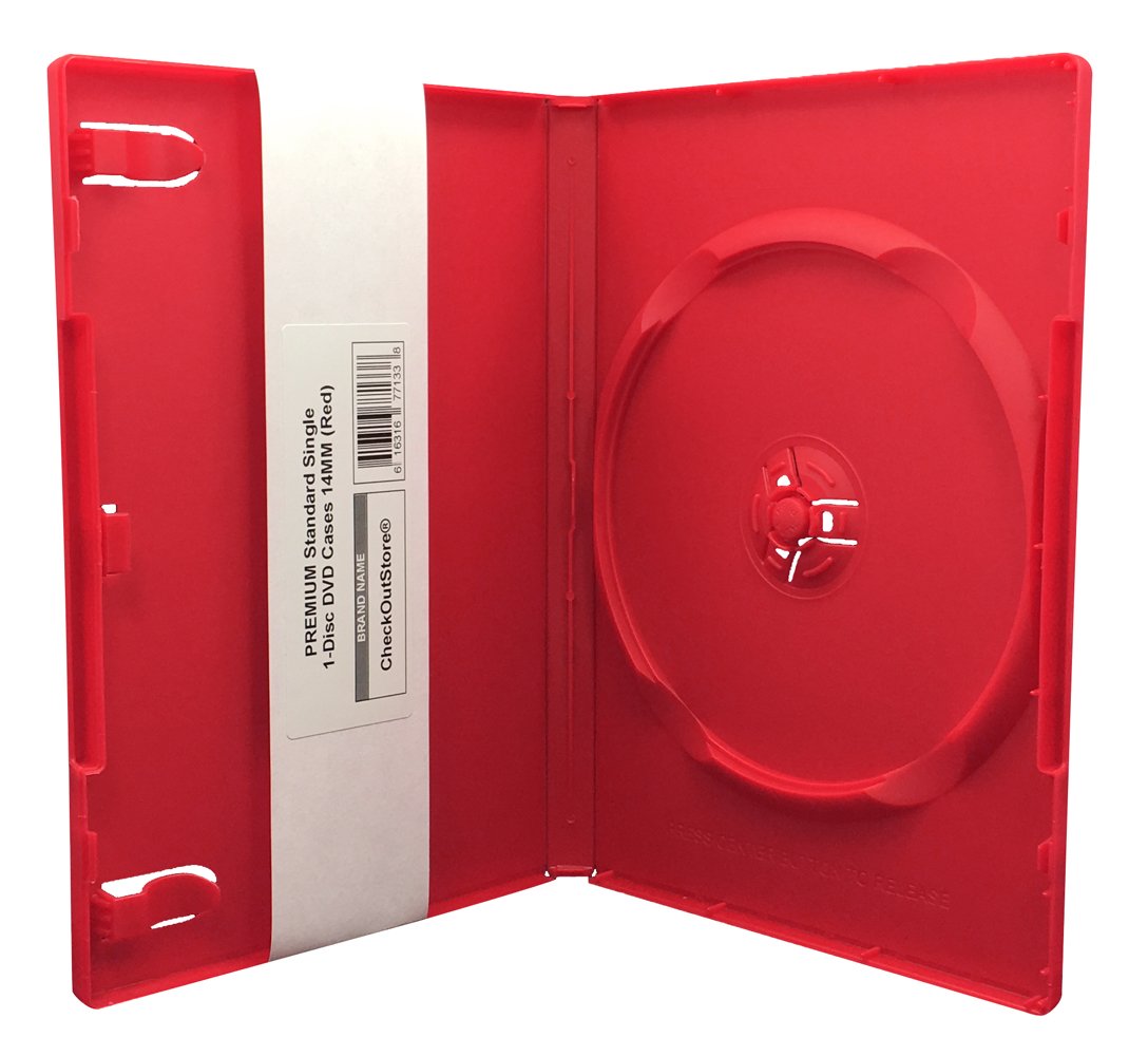 (200 Pack) Premium 14mm Single DVD Cases - Standard Clear Red Jewel Cases for Movie Collections, Music Albums & Home Video Storage