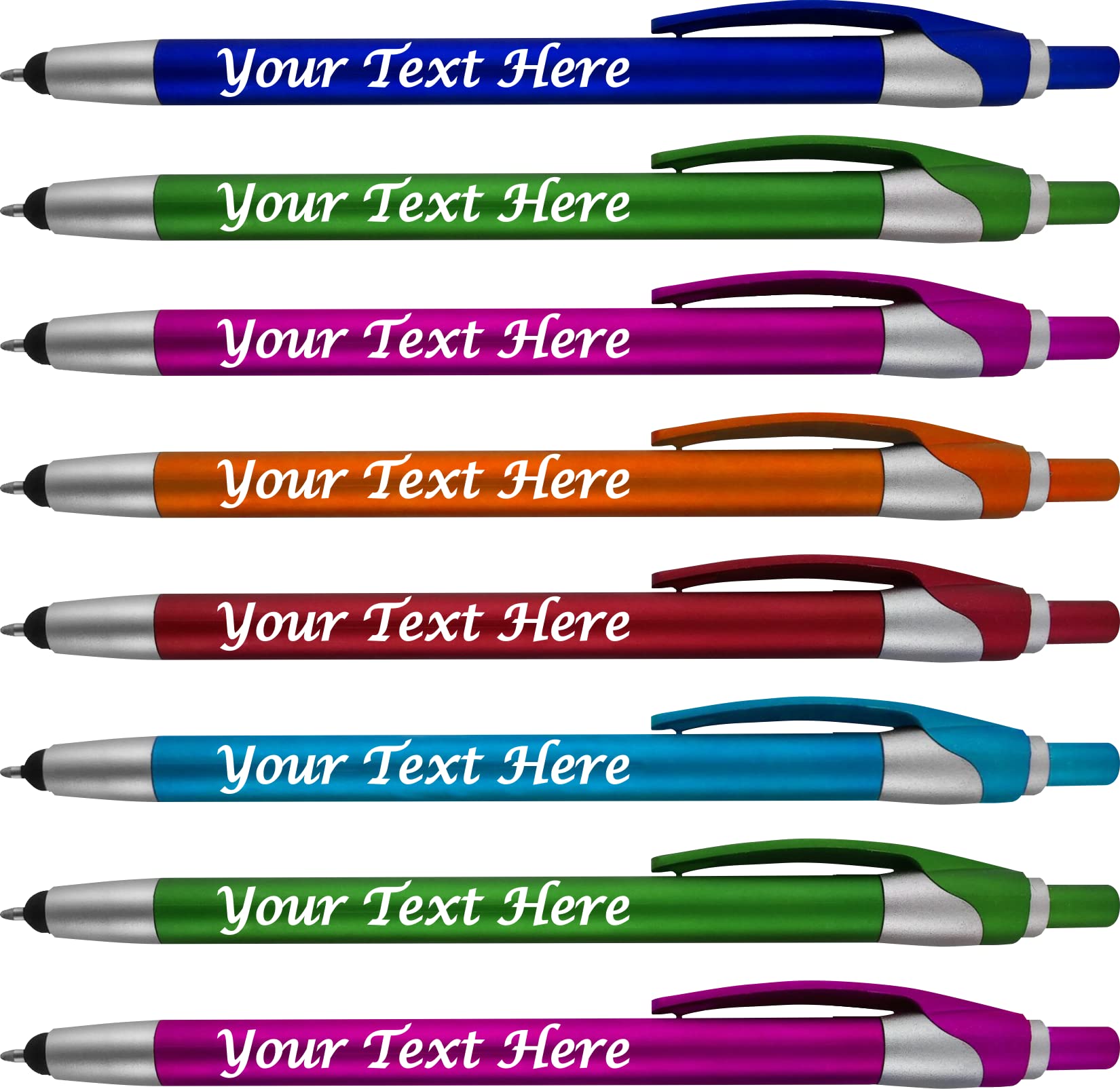 Custom Logo Pens - 300 Pack Black Ink Ballpoint Pens with 2-in-1 Stylus for Touchscreens - Personalized Promotional Pens for Business Marketing, Corporate Events & Party Favors - Works on All Touchscreen Devices