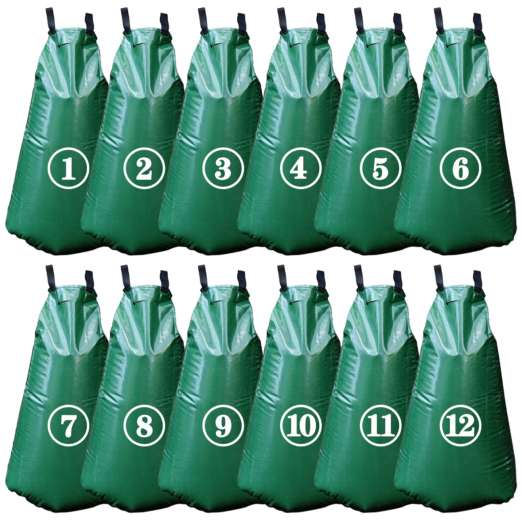 12 Pack 20 Gallon Tree Watering Bags - Heavy Duty Reusable Slow Release Gator Bags for Trees | Premium PVC Plant Drip Irrigation Bags (5-8 Hours Releasing Time) | Perfect for Drought Protection, Newly Planted Trees & Garden Irrigation