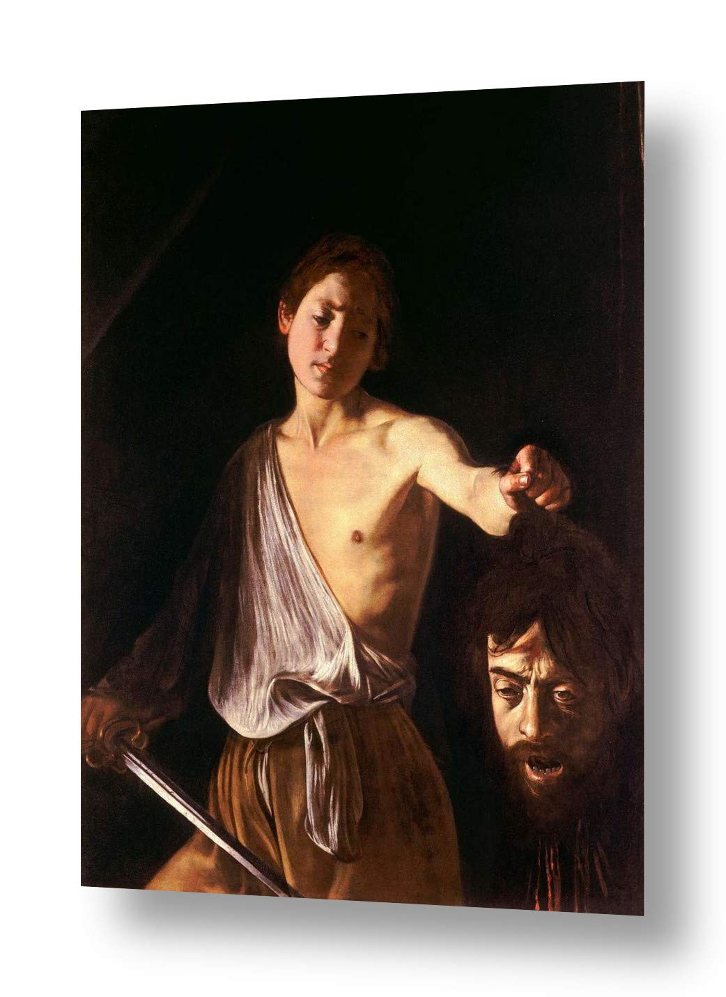 Caravaggio David with The Head of Goliath Fine Art Print - 35x44 Inch (89x111cm) Museum Quality Photo Paper Poster Rolled - Renaissance Wall Art Decor for Living Room, Office & Gallery