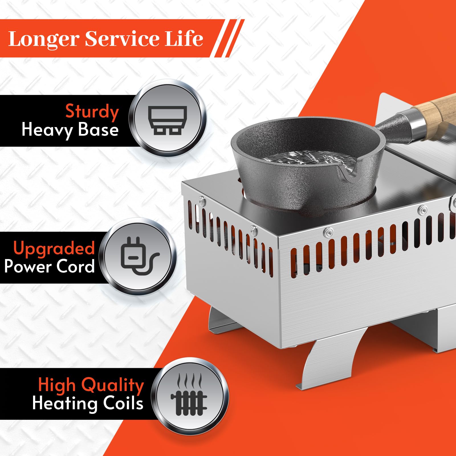Electric Lead Melting Pot for Fishing Weights & Bullet Molds - 5lbs Capacity, Detachable Stainless Steel Base - Perfect for DIY Fishing Sinkers, Ammo Reloading & Metal Casting at Home