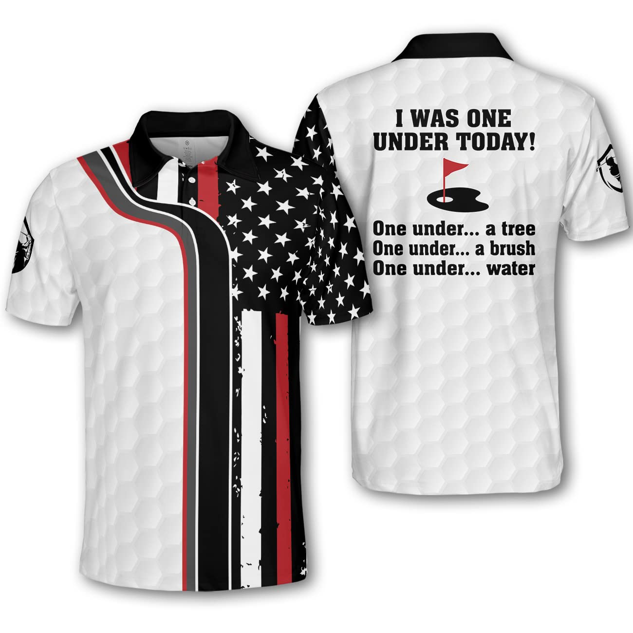 Pologen Men's American Flag Golf Polo Shirt - Patriotic & Funny Golf Polos for Men - Breathable & Comfortable for Golfing, BBQ, and 4th of July Celebrations