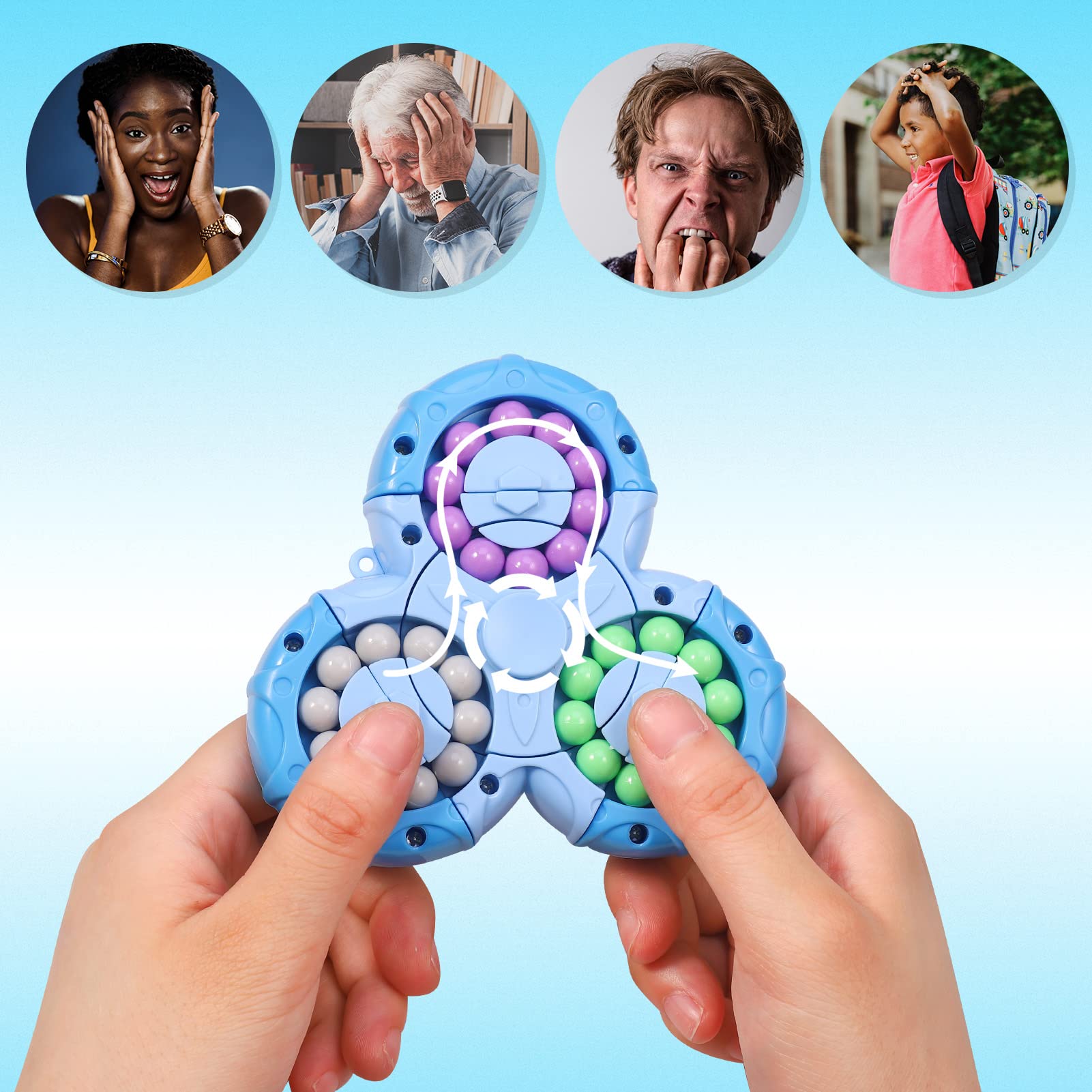 FRIUSATE Magical Bean Puzzle Toy - Rotating Fidget Spinner for Kids & Adults, Stress Relief & Anxiety Relief, Educational Learning Toys, Perfect Gift for Birthdays & Classrooms (Great for Focus, ADHD & Sensory Play)