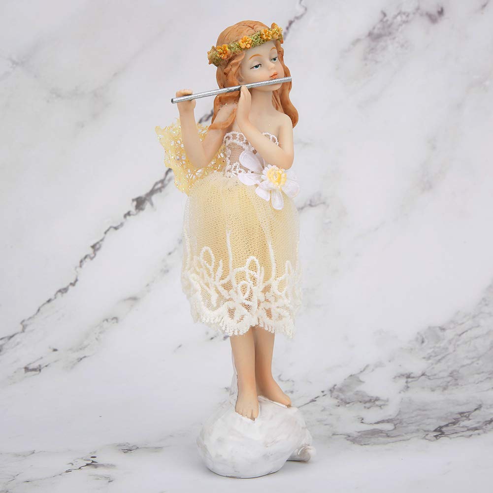 Flower Fairy Playing Flute Figurine - Elegant Desk Decor for Home, Office & Party | Perfect Gift for Fairy Lovers & Home Decor Enthusiasts | Ideal for Bookshelf, Mantel & Wedding Centerpiece Decorations