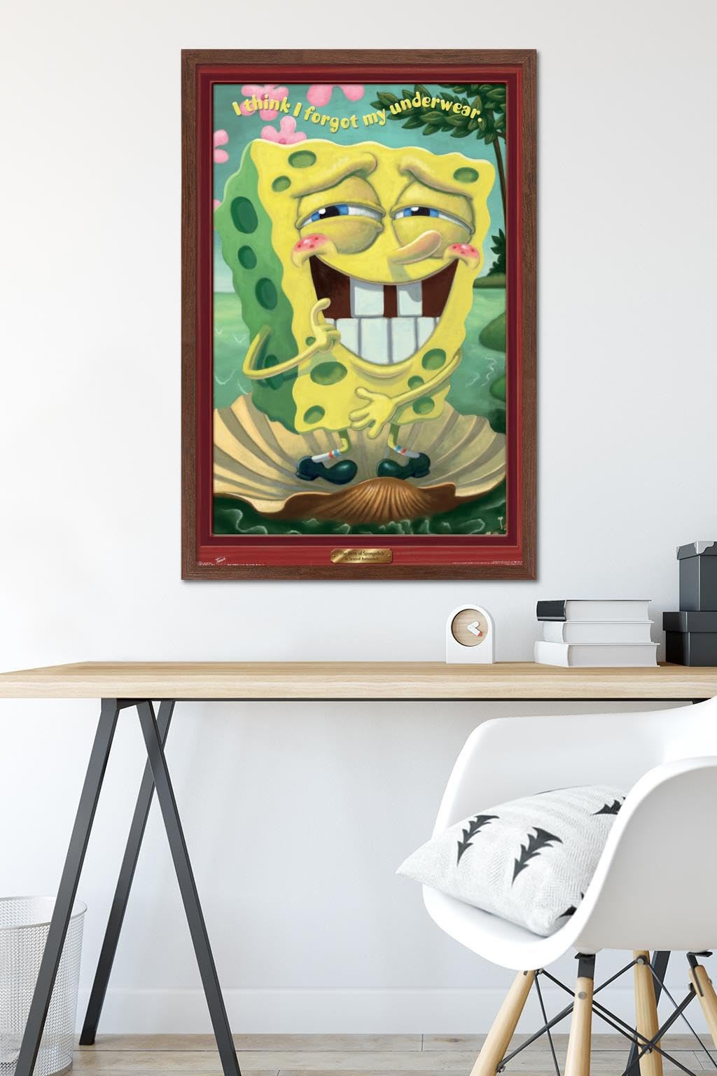 Trends International Nickelodeon SpongeBob SquarePants Underwear Wall Poster - 22.375 x 34 Inches, Mahogany Framed Version - Perfect for Kids' Room Decor, TV Show Themed Bedroom & Cartoon Lover Gifts