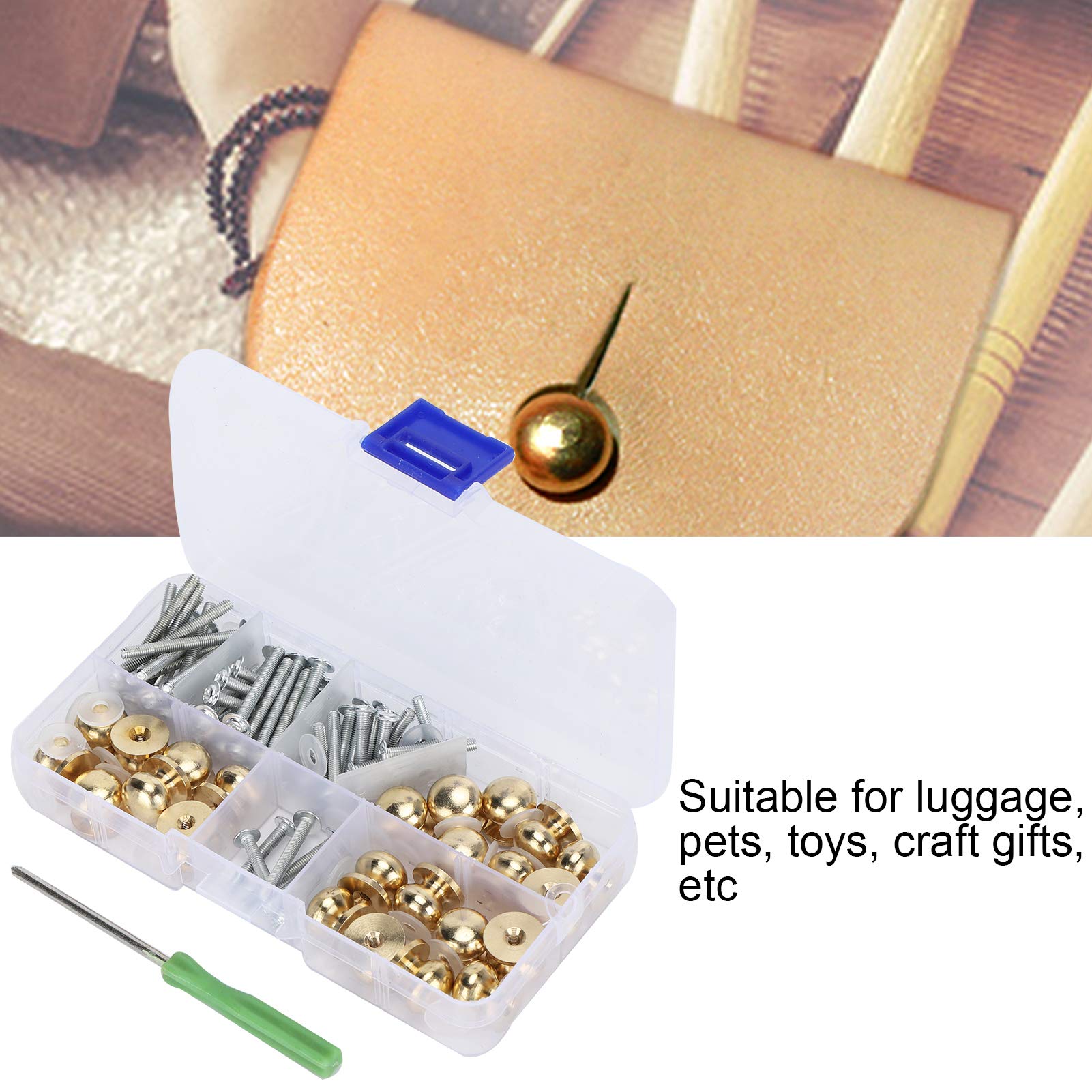 Brass Corrosion-Resistant Nail Rivet Studs - Durable Pacifier Nail Screw Set for DIY Crafts, Luggage Repair & Leather Working | Perfect for Gift Making & Home Improvement Projects
