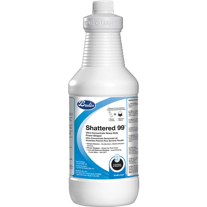 **Brulin Shattered 99 Super Concentrated Floor Stripper - 32oz (6/Case) - Heavy-Duty Commercial & Industrial Floor Cleaning for Warehouses, Garages, and Factories**