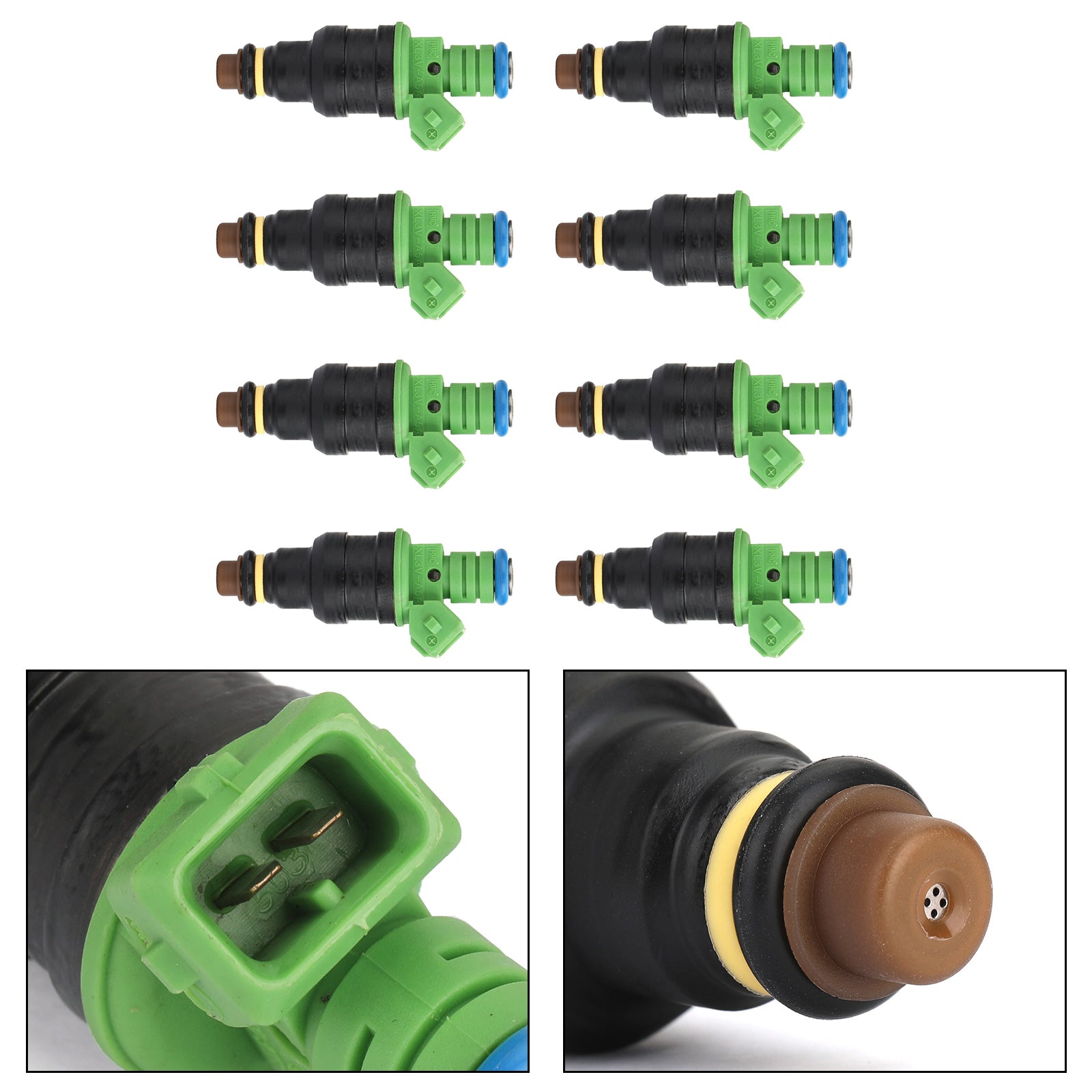 42lbs Green Top Racing Fuel Injector 440CC EV1 Turbo 42lb/hr (8 PCS) - High Performance Fuel Injectors for Turbocharged Engines, Racing & Automotive Upgrades