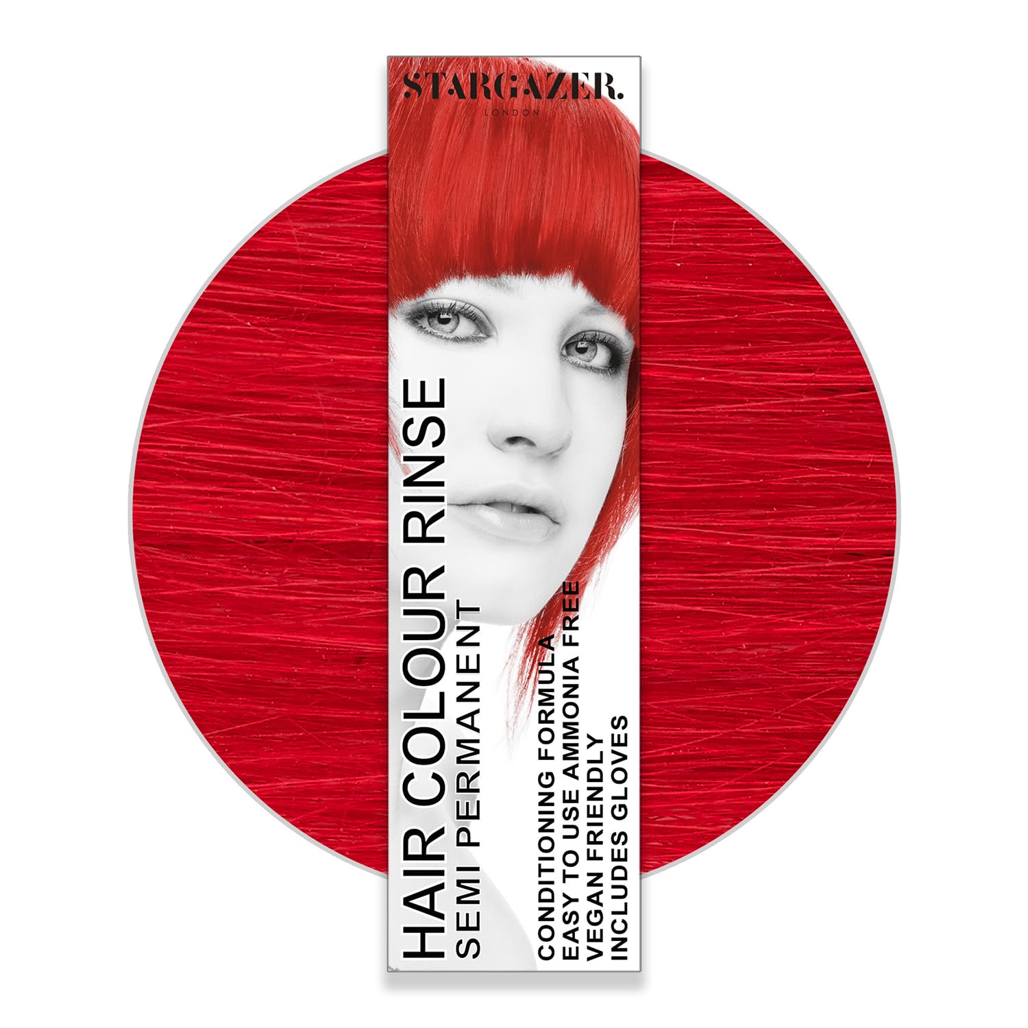 StarGazer Semi-Permanent Hair Color - Vibrant Hot Red Ammonia-Free Hair Dye with Gloves - Long-Lasting Vegan Hair Dye for Bold Looks at Parties & Special Events