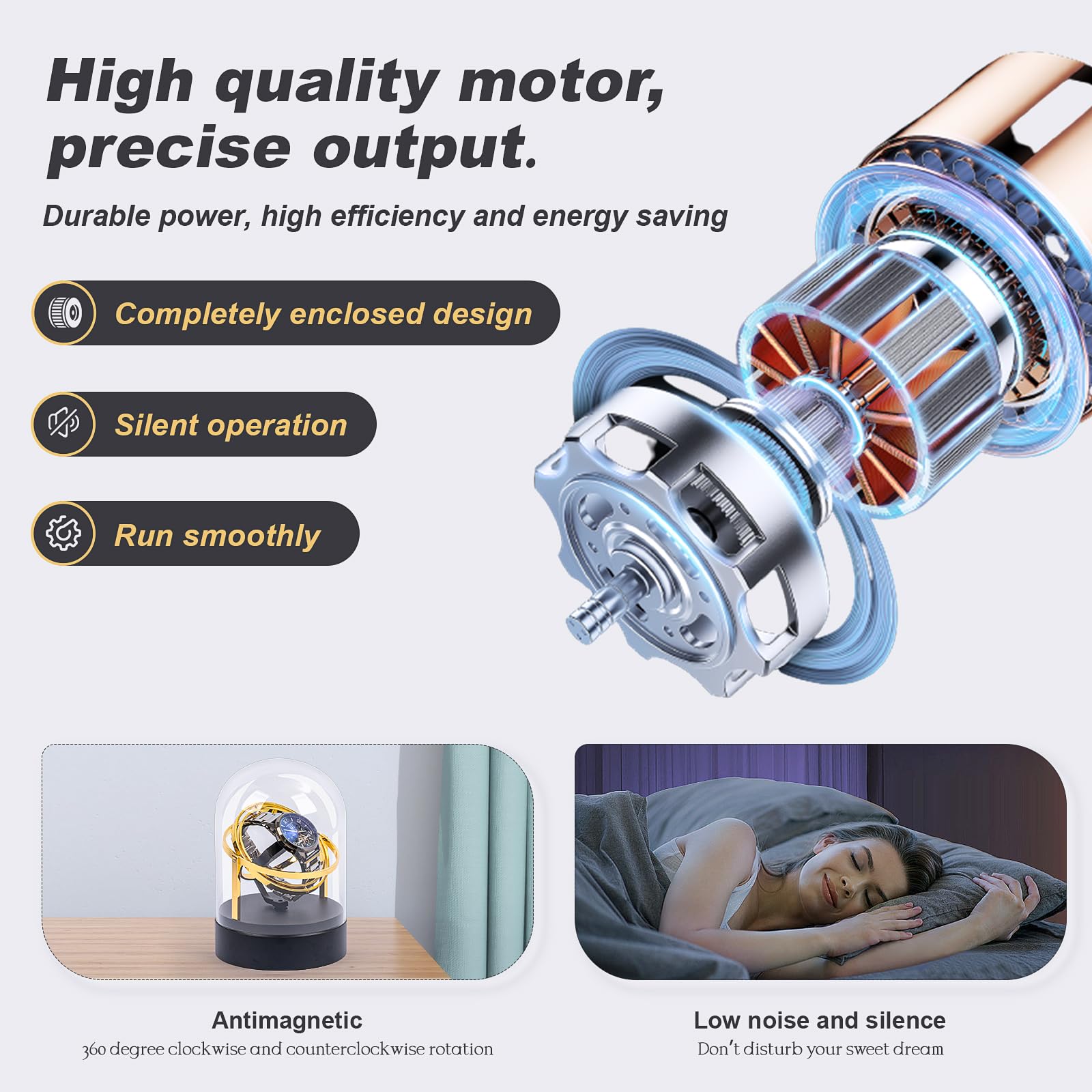Premium Automatic Watch Winder Box for Mechanical Watches - 360° Silent Rotation, Elegant Glass Display Case | Perfect Watch Storage for Home, Office & Travel