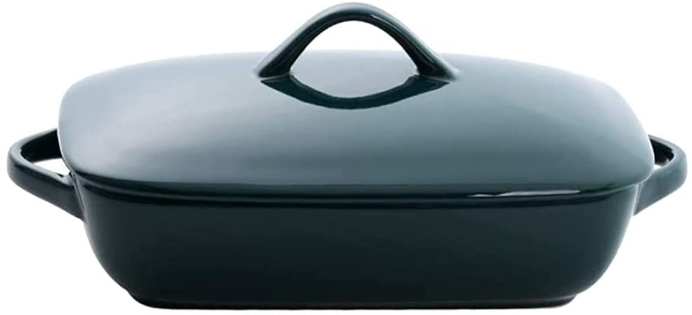 Ceramic Casserole Dish with Lid - Rectangular Baking Pan for Lasagna & Cakes | Oven & Microwave Safe