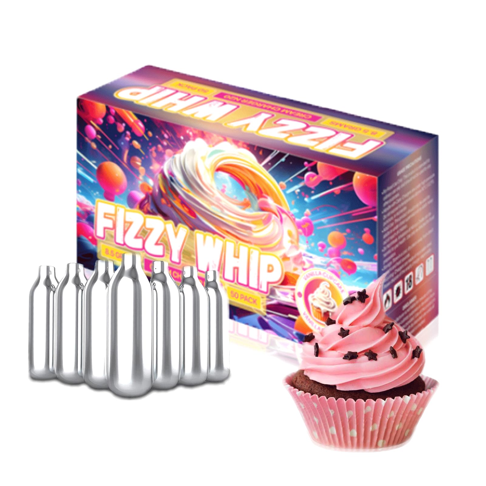 Premium Stainless Steel Whipped Cream Charger Cartridges - Compatible with Cream Whippers for Delicious Desserts, Coffee Toppings & Cocktail Garnishes