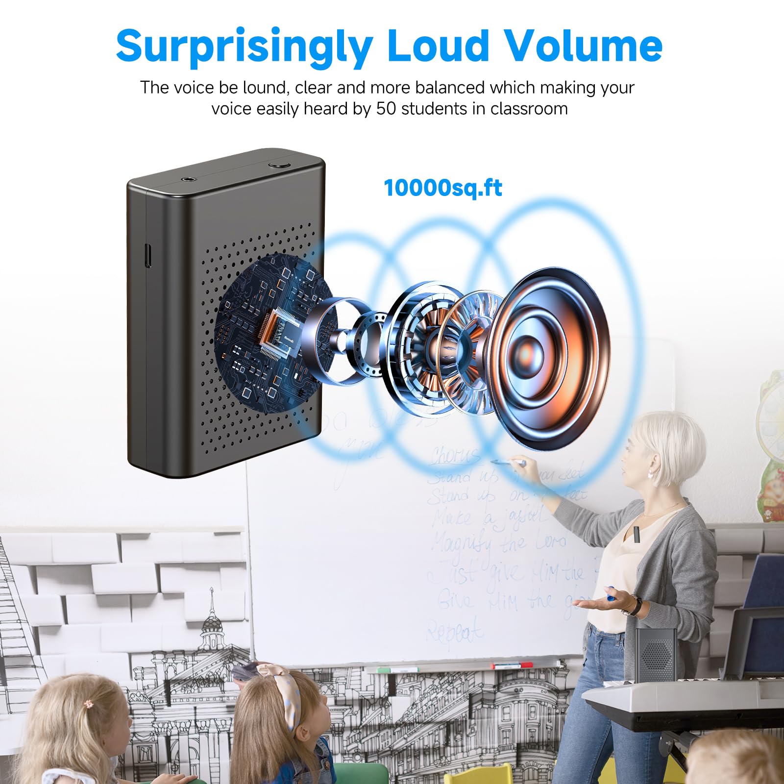 Portable Rechargeable Wireless Voice Amplifier with Lavalier Microphone & Waistband - Hands-Free Speaker for Teachers, Trainers, Tour Guides, Coaches & Public Speakers | Ideal for Classroom Lectures, Outdoor Tours, Fitness Coaching & Presentations