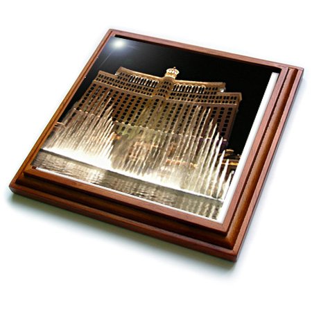 3D Rose Las Vegas Ceramic Tile Trivet - 8x8 Inch Brown Heat Resistant Coaster for Kitchen, Dining Table, and Home Decor