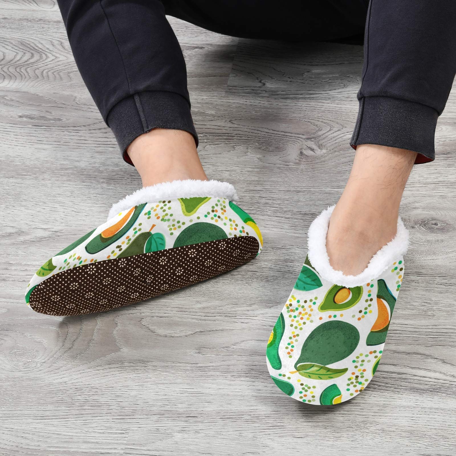 Women's Cozy Fleece House Slippers - Soft Green Avocado Coral Indoor Shoes for Women & Men, Non-Slip Home Footwear (US 5-6) - Perfect for Relaxing at Home, Lounging & Cold Winter Nights