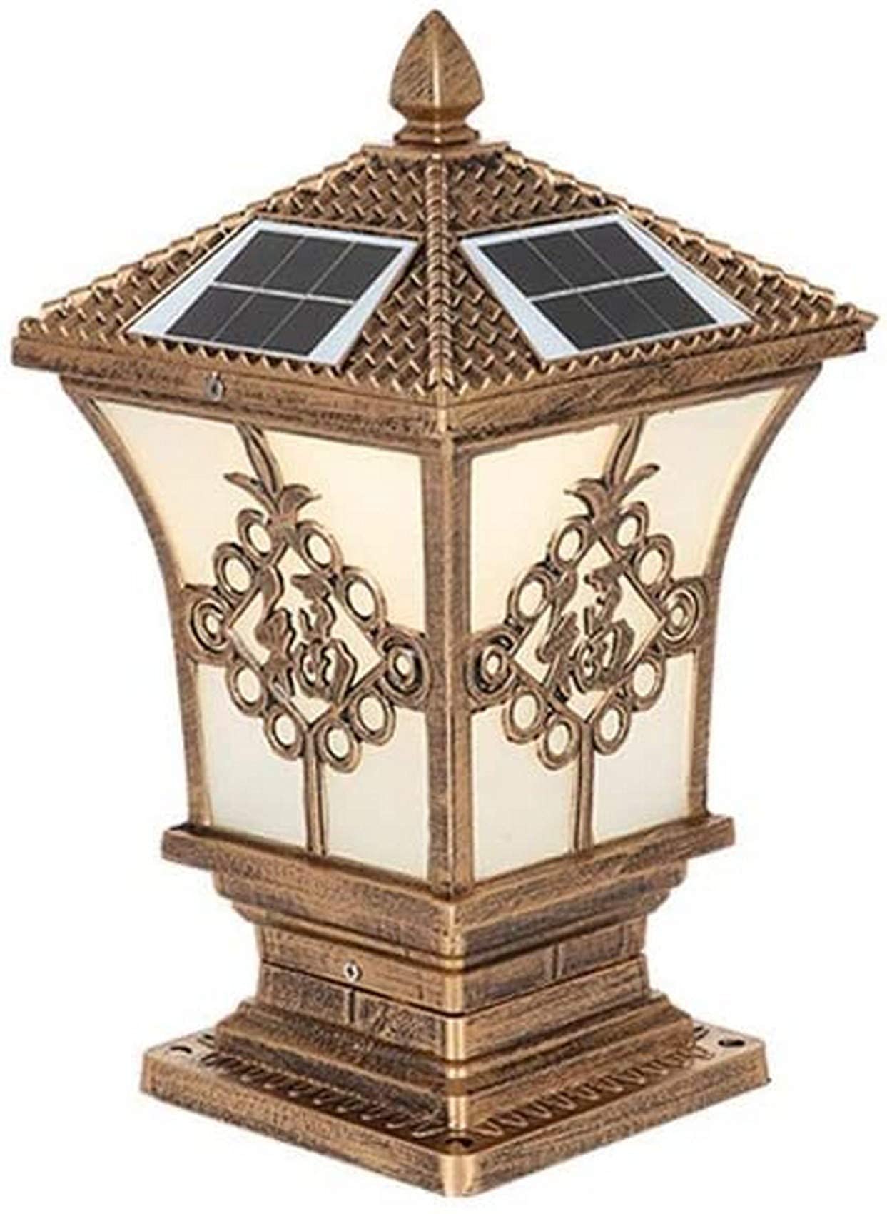 3W LED Solar Pillar Light - Waterproof IP54 Outdoor Bollard Lamp with Die-Cast Glass Shade, 3-Color Light for Garden, Lawn, Pathway, Porch & Backyard | Energy-Efficient Square Post Lantern for Gate, Balcony & Aisle Lighting