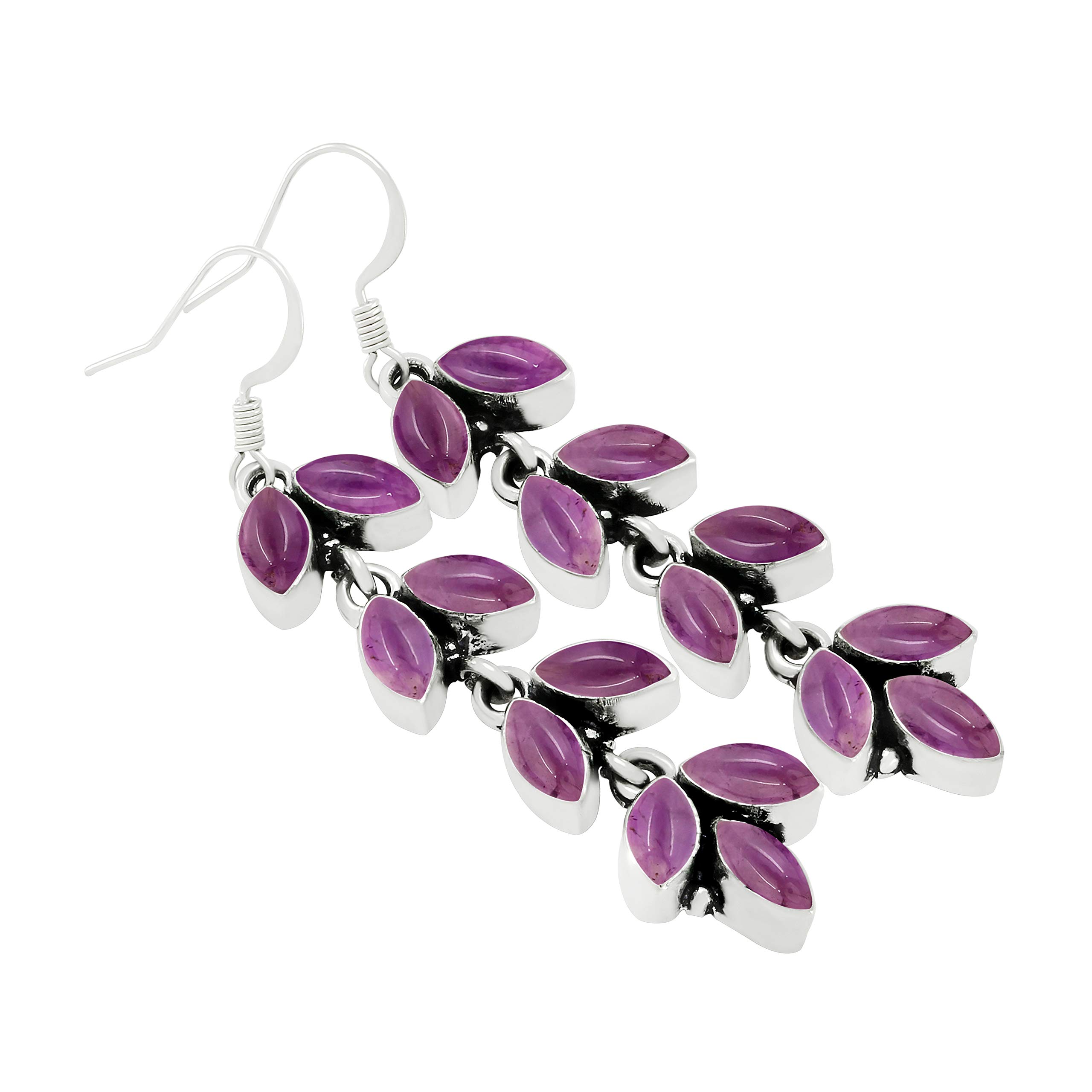 Natural Marquise Cut Gemstone Earrings for Women - 925 Sterling Silver Handmade Birthstone Jewelry - Perfect Wedding, Christmas Gift for Her, Mom, Wife, Sister - Elegant for Parties, Date Nights & Special Occasions