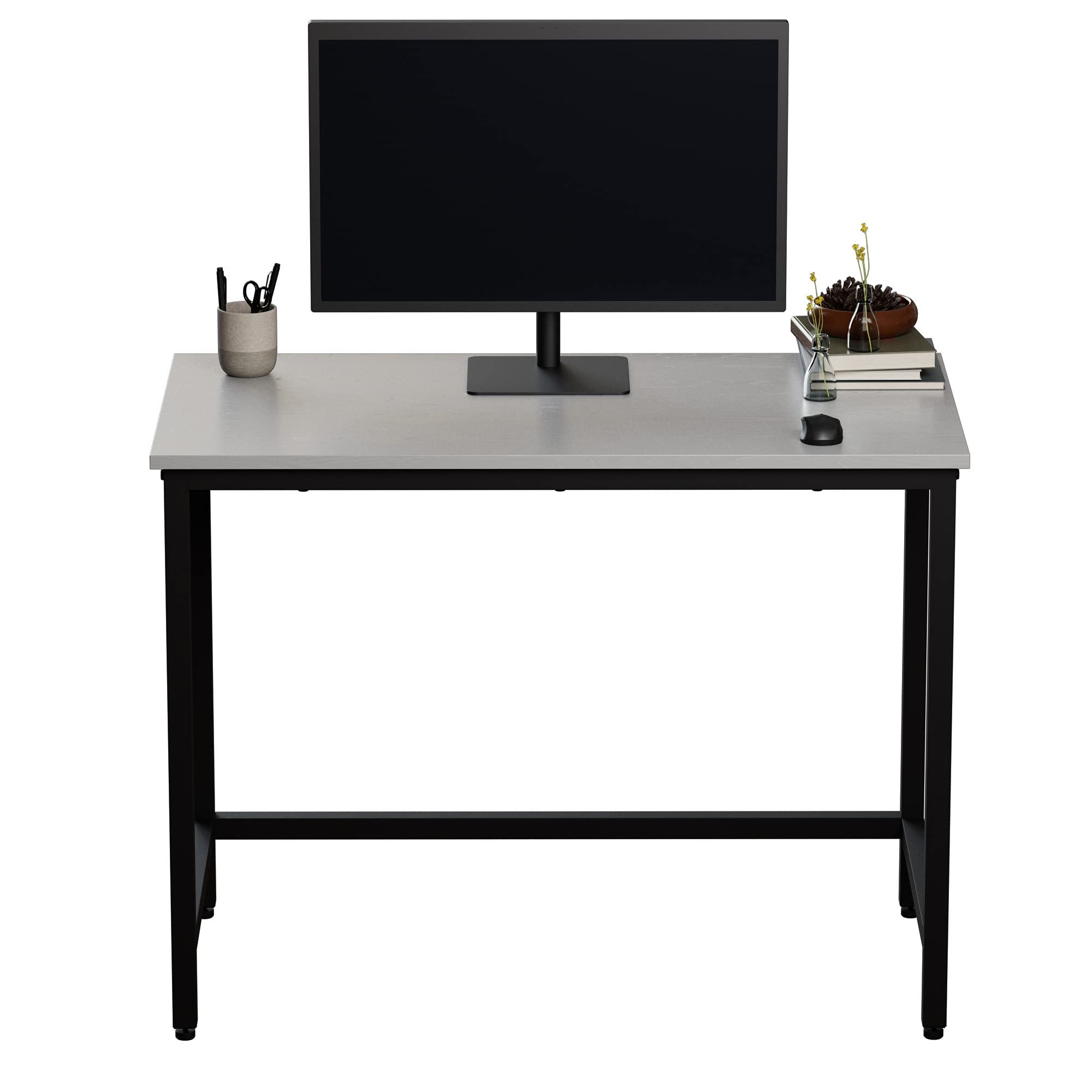 Edenbrook Industrial Metal Desk with Wood Top - Sturdy Office & Home Study Desk for Work, School, Dorm Room - Perfect for Remote Work, Online Classes & Home Organization