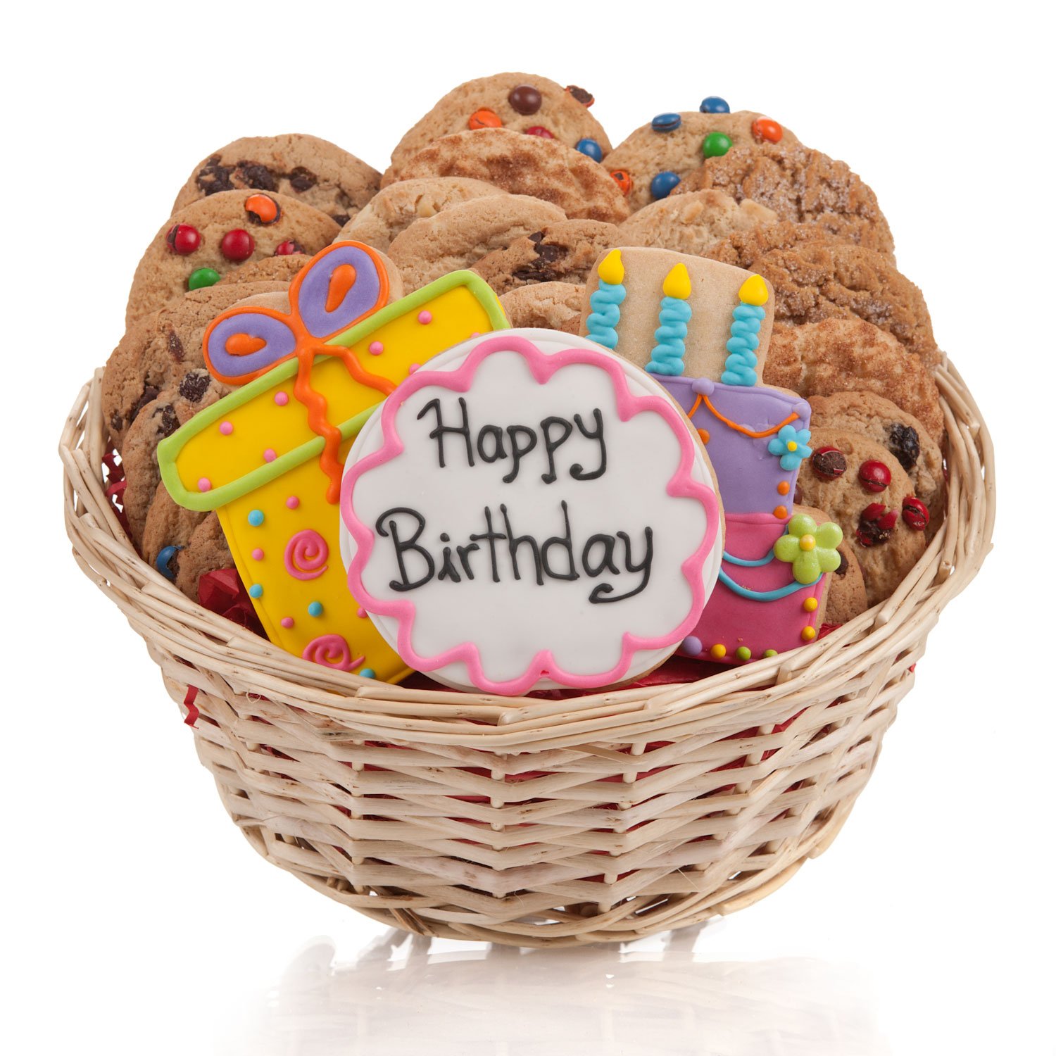 Happy Birthday Cookie Gift Basket - 24 Piece Assorted Cookies | Delicious Birthday Treats for Parties, Office Celebrations & Special Occasions