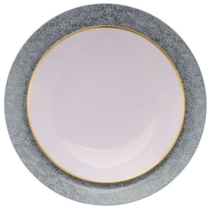 Elegant Gray and Blush Round Plastic Plates - Decorative Tableware for Parties, Weddings & Home Decor