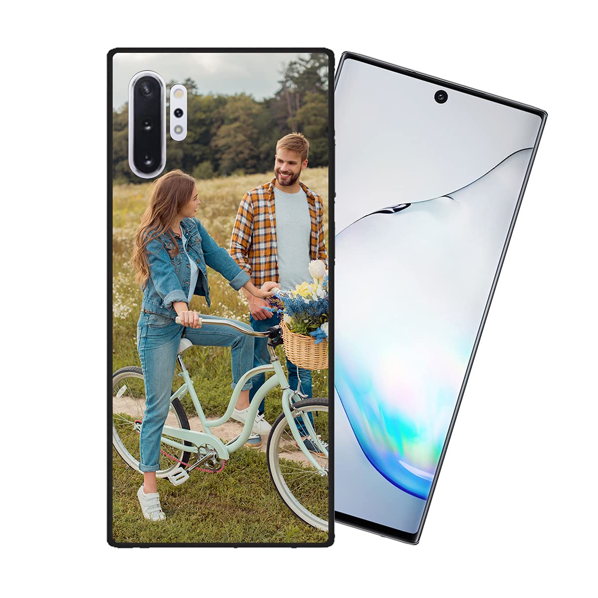 Customized Photo Case for Samsung Galaxy Note 10 - Personalized Picture Shockproof Silicone Cover | Soft Candy Design Protective Phone Case | Perfect Father's Day & Birthday Gift Idea | Black | Great for Daily Use, Travel & Special Occasions