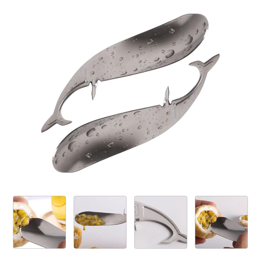 Premium 2-Pack Stainless Steel Passion Fruit Opener & Spoon - Easy Cut & Scoop Kitchen Tool for Passionfruit Lovers - Perfect for Smoothies, Desserts & Healthy Snacks