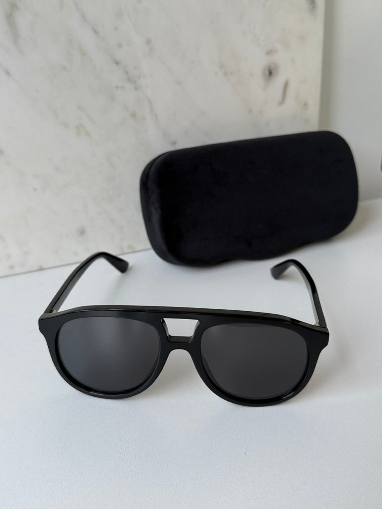 Gucci GG1320S Black Aviator Sunglasses for Men & Women - Luxury Polarized UV Protection Pilot Shades for Driving, Travel & Outdoor Activities