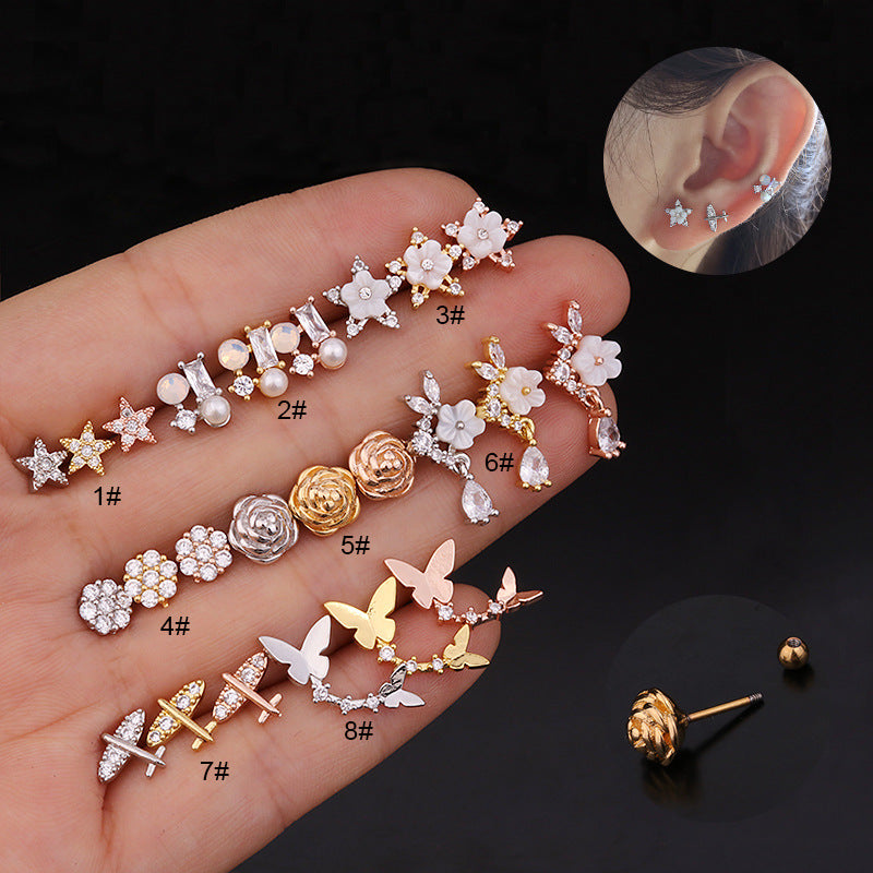 20G Hypoallergenic Rose Pearl Helix Cartilage Barbell Stud Earring | Surgical Steel Cartilage Piercing Jewelry for Women | Perfect for Helix, Tragus, and Conch Piercings