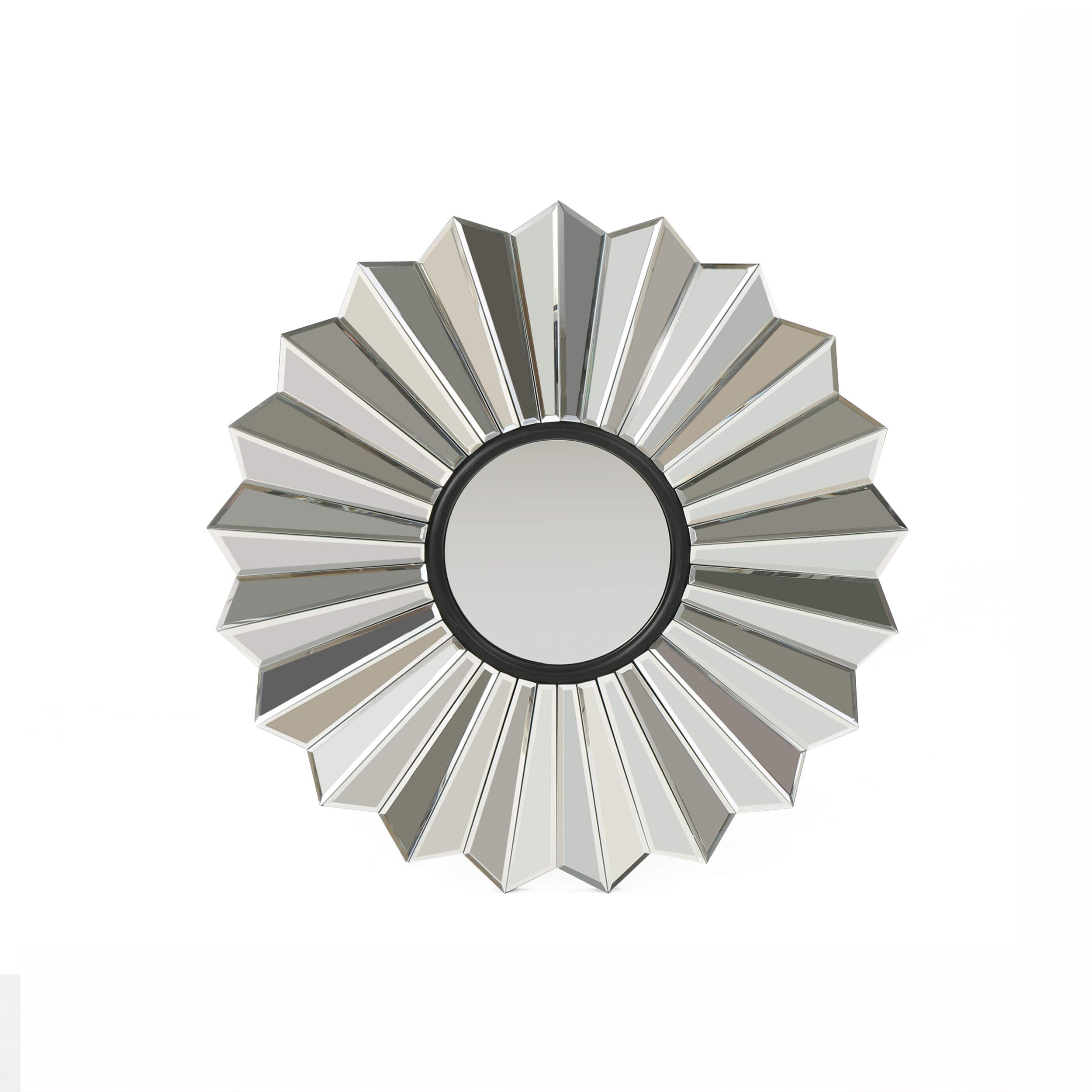 Christopher Knight Home Jacques Glam Flower Wall Mirror - Black & Clear Glass - Elegant Home Decor for Living Room, Bedroom, or Entryway
