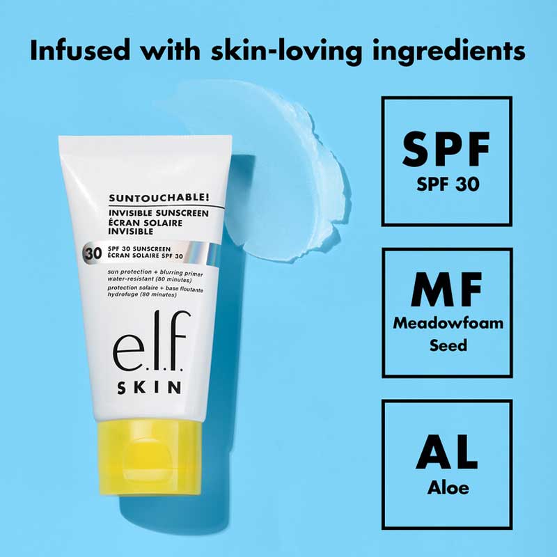 e.l.f. Skin Suntouchable! Invisible Sunscreen SPF 30 - Oil-Free, Broad Spectrum Protection for Face & Body - Perfect for Daily Wear, Beach & Outdoor Activities