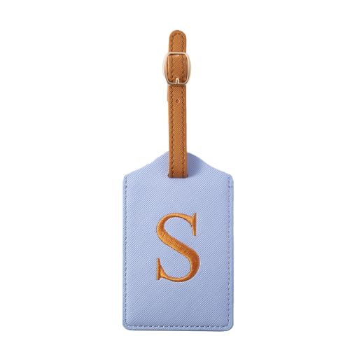 Blue Leather+brown Letter