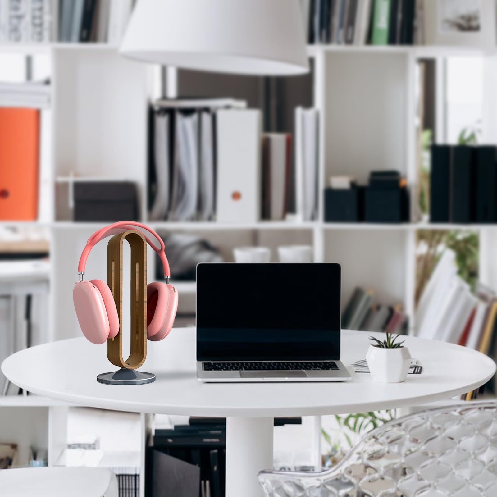 Geekria Premium Walnut Wooden & Aluminum Alloy Headphone Stand - Heavy Base Over-Ear Headphones Holder for Sony, Bose, Shure, Jabra, JBL - Perfect for Gaming Setups & Office Desk Organization