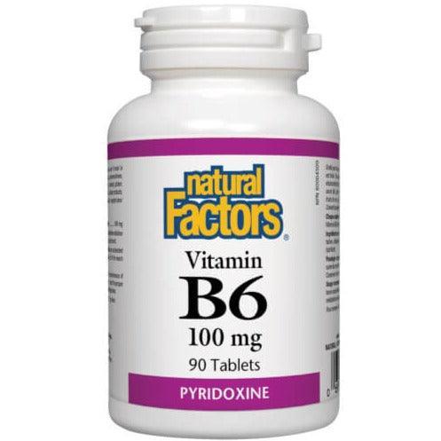 Natural Factors Vitamin B6 100mg - 90 Tablets for Energy Metabolism & Nervous System Support - Supports Mood, Sleep & Immune Health - Perfect for Active Lifestyles & Daily Wellness