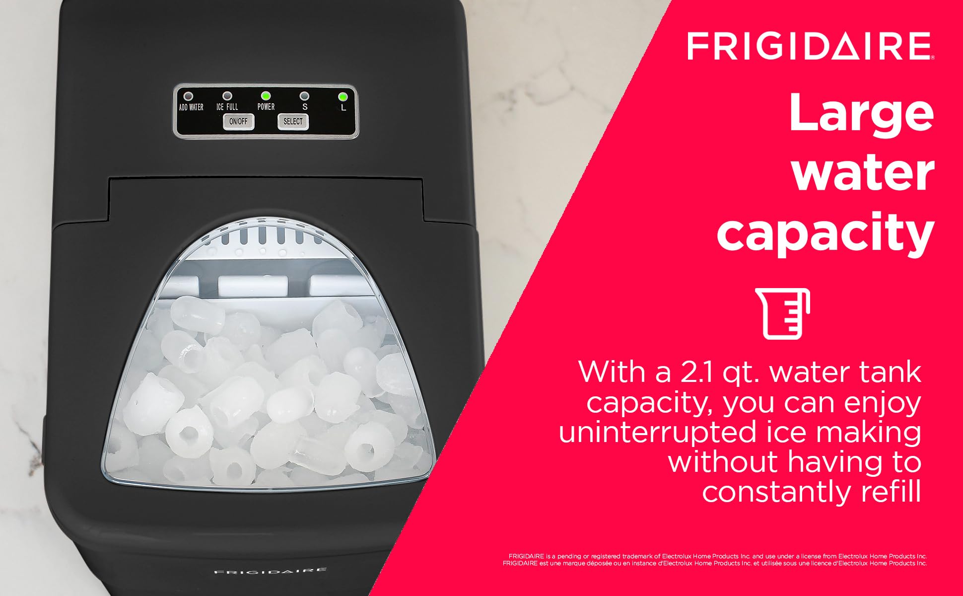 Frigidaire 26 Lbs Portable Compact Ice Maker Machine - Countertop Ice Maker for Home, Office, RV & Parties - Fast Ice Production in Black or White (Medium Size)